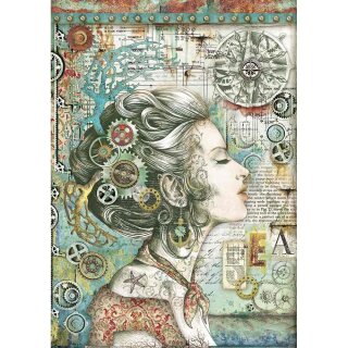 Stamperia Rice Papier  A4 21 x 29,7 cm Lady with Compass